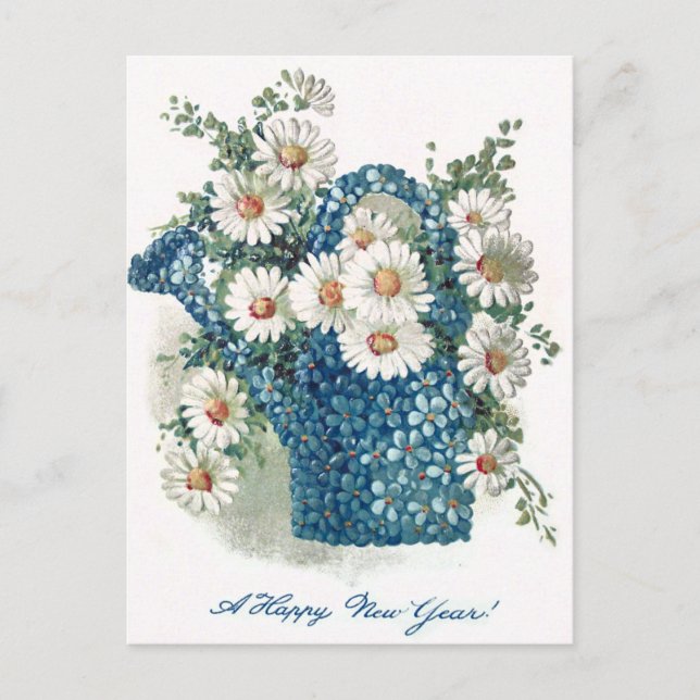 Forget-Me-Nots Daisy Watering Can Postcard (Front)