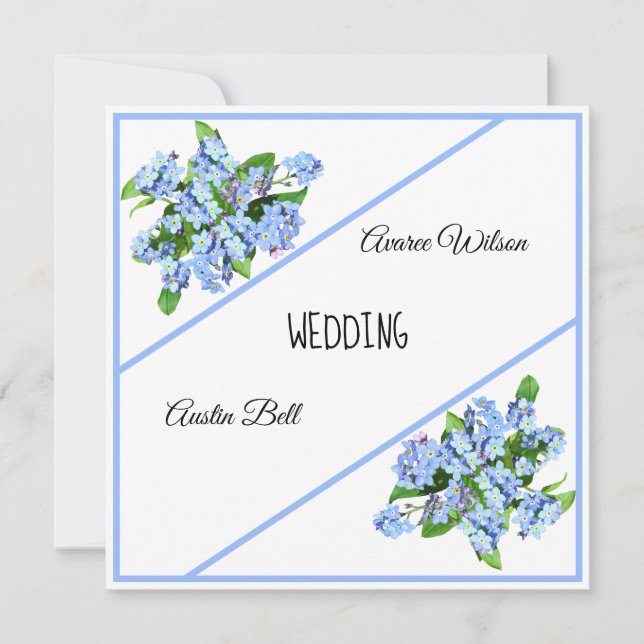 Forget-Me-Nots Elegant Blue Invitation (Front)