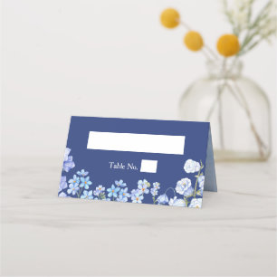 Forget Me Nots Floral Royal Blue Wedding Table Place Card