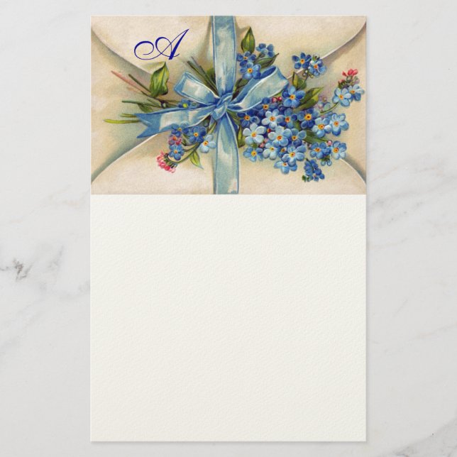 FORGET ME NOTS MONOGRAM STATIONERY (Front)