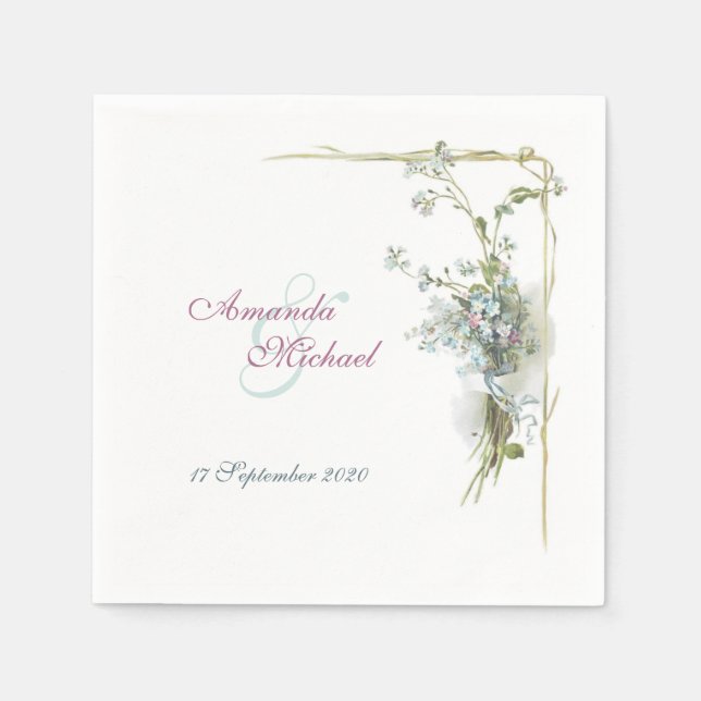 Forget me nots wedding design napkin (Front)