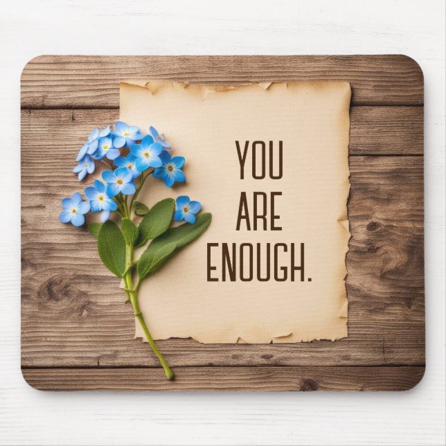 Forget-Me-Nots With Quote Mouse Pad (Front)