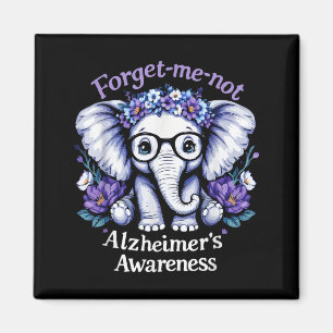 Forget- not Alzheimers Awareness Elephant Flower Magnet