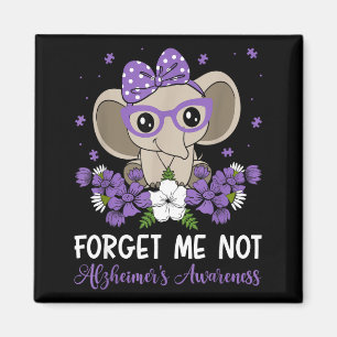 Forget Not Alzheimers Awareness Elephant Flowers Magnet