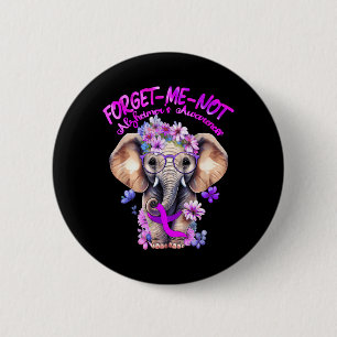 Forget Not Alzheimers Awareness Elephant Purple 6 Cm Round Badge