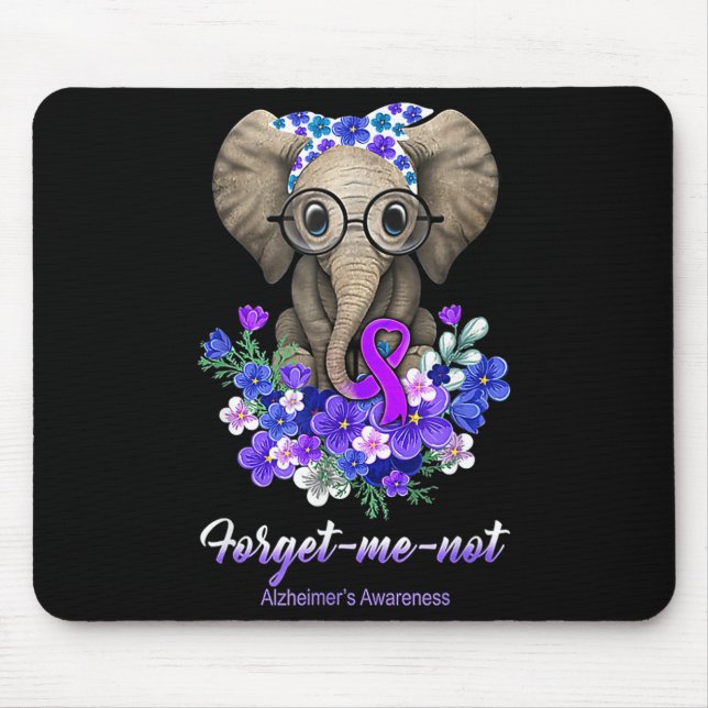 Forget--Not Elephant Alzheimers Brain Awareness Mouse Pad (Front)