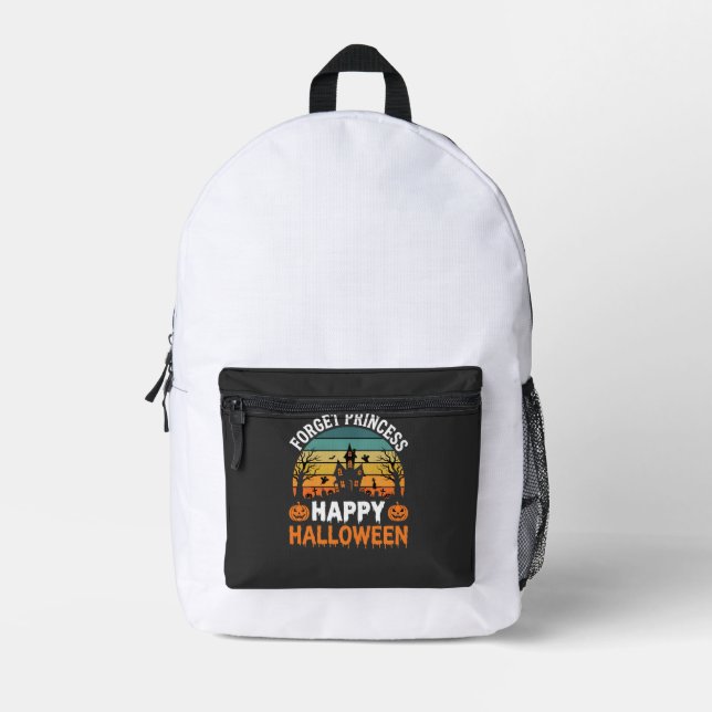 Forget Princess Happy Halloween Haunted House Desi Printed Backpack (Front)