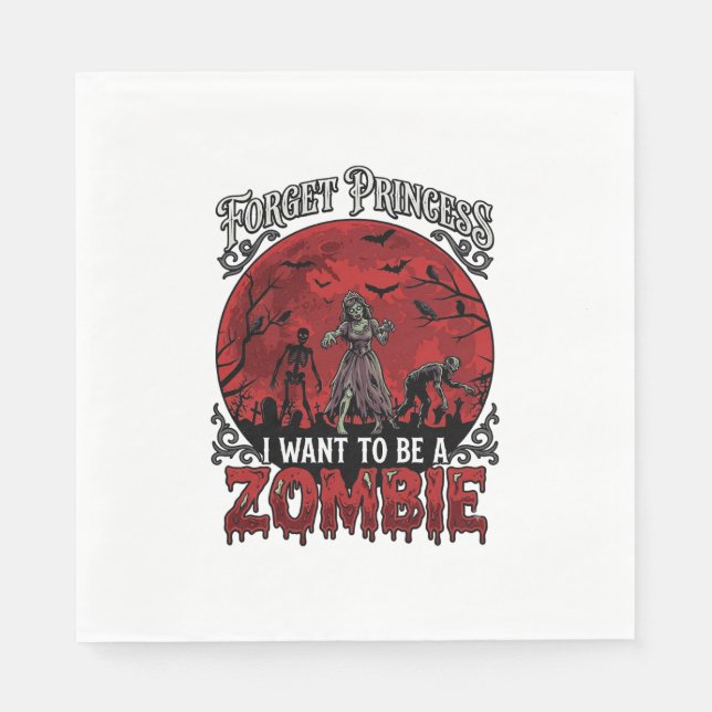 Forget Princess Zombie Blood Moon Graveyard Bats S Napkin (Front)