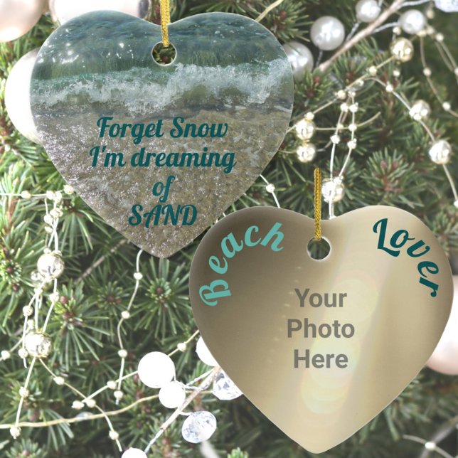 Forget Snow Dreaming of Sand Customisable Photo Ceramic Tree Decoration (Creator Uploaded)