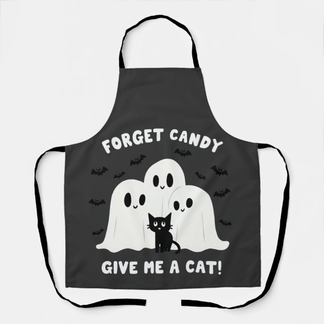 Forget The Candy Give Me A Cat Spooky Halloween  Apron (Front)
