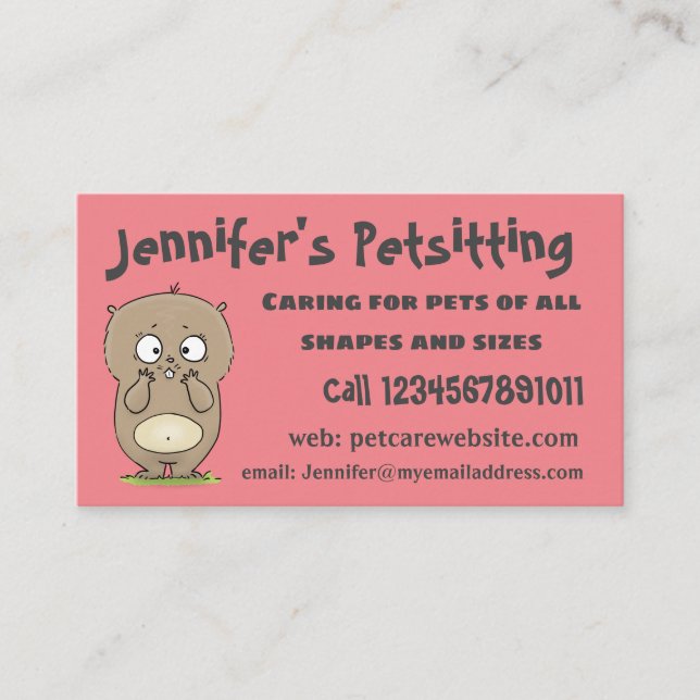 Forgetful adorable chubby hamster cartoon business card (Front)