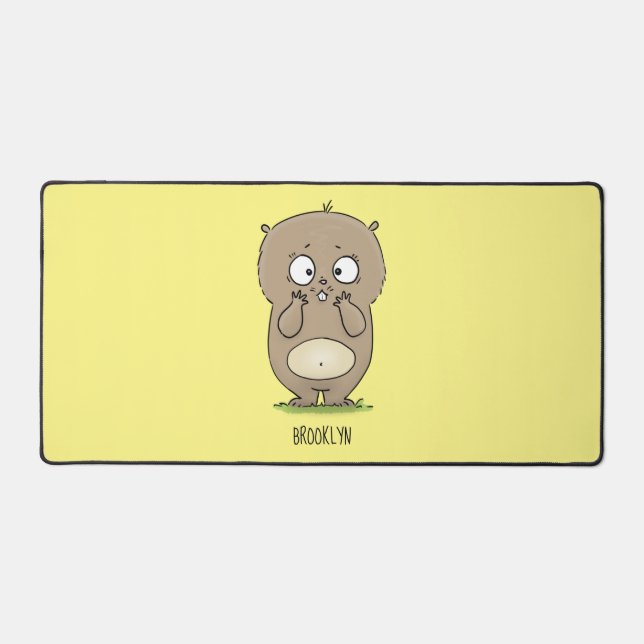 Forgetful adorable chubby hamster cartoon  desk mat (Front)