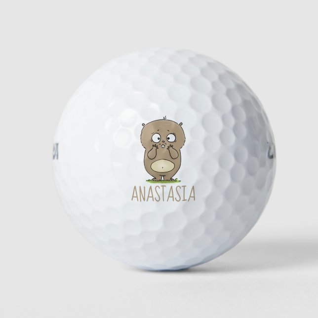 Forgetful adorable chubby hamster cartoon golf balls (Front)