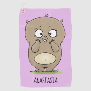 Forgetful adorable chubby hamster cartoon  golf towel