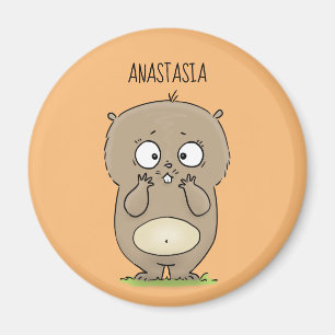 Forgetful adorable chubby hamster cartoon magnet