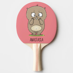 Forgetful adorable chubby hamster cartoon ping pong paddle