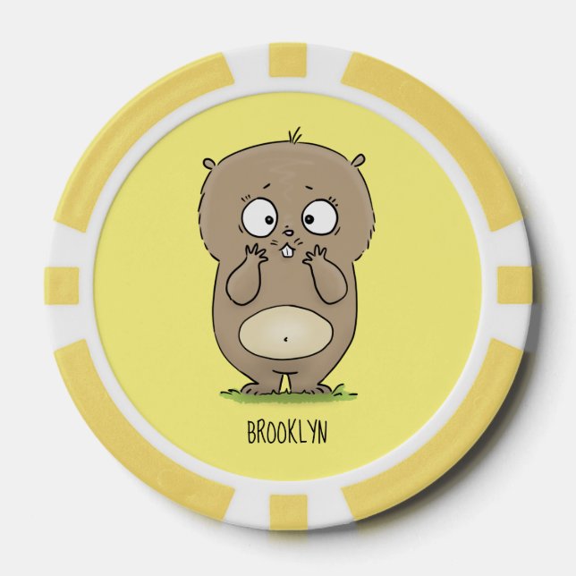 Forgetful adorable chubby hamster cartoon  poker chips (Front)