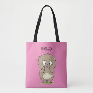 Forgetful adorable chubby hamster cartoon tote bag