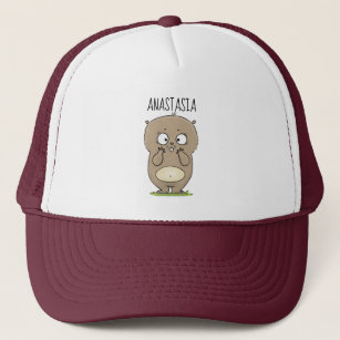 Forgetful adorable chubby hamster cartoon trucker hat