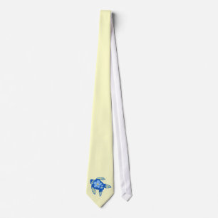 Forgetmenot flower sea turtle tie