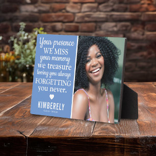 Forgetting You Never   Photo Remembrance Keepsake Plaque