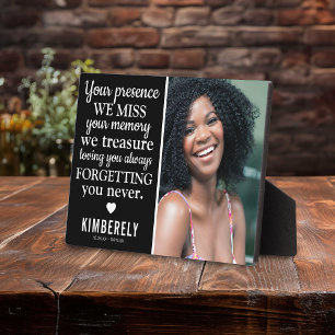 Forgetting You Never   Photo Remembrance Keepsake Plaque