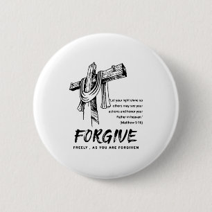 Forgive Cross Christian Faith Tee  6 Cm Round Badge