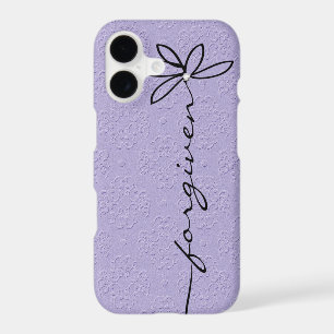Forgiven Text on Purple Embossed Floral Pattern