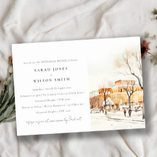 Forgo North Dakota City Scape Rehearsal Dinner Invitation