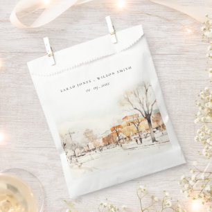 Forgo North Dakota City Scape Watercolor Wedding Favour Bags