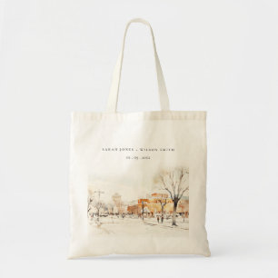 Forgo North Dakota City Scape Watercolor Wedding Tote Bag