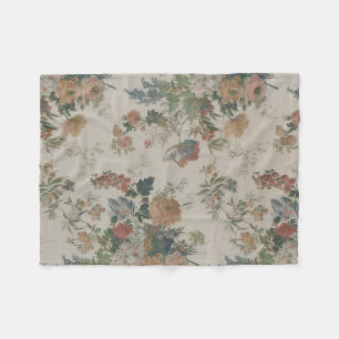 Forgotten Garden Vintage Floral Fleece Blanket