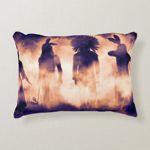 Forgotten Native American Warriors Emerging from t Decorative Cushion