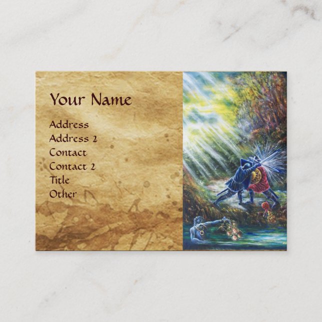 FORGOTTEN ROSE Fighting Knights,Devil,Parchment Business Card (Front)