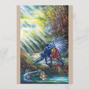 FORGOTTEN ROSE Fighting Knights,Money and Devil Holiday Card