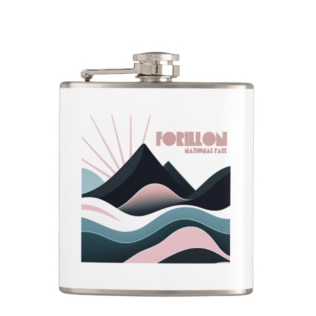 Forillon National Park Coloured Hills Hip Flask (Front)