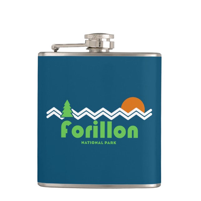 Forillon National Park Retro Hip Flask (Front)