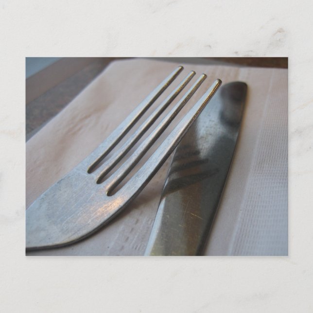 Fork and Knife Close-Up Postcard (Front)