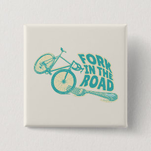 Fork in the road Funny bicycle 15 Cm Square Badge