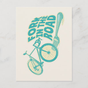 Fork in the road Funny bicycle Postcard