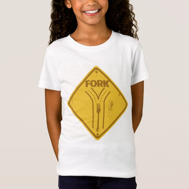 Fork in the road funny traffic sign T-Shirt (Front)
