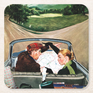 Fork in the Road Square Paper Coaster