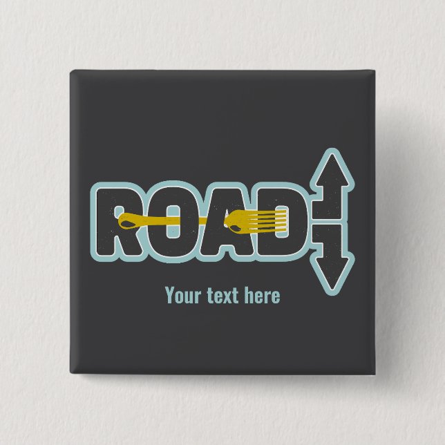 Fork in the road typographic text art 15 cm square badge (Front)