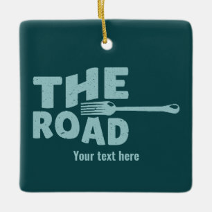 Fork in the road typography ceramic ornament