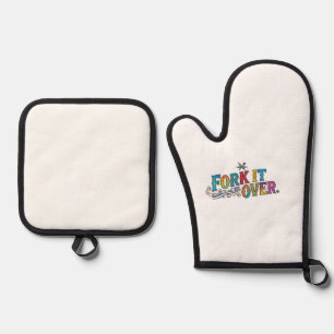 Fork It Over Funny Food Pun Graphic T-Shirt Oven Mitt & Pot Holder Set