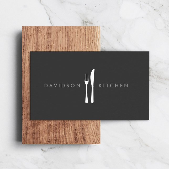 Fork & Knife Logo 2 for Chef, Foodie, Restaurant Business Card (Creator Uploaded)