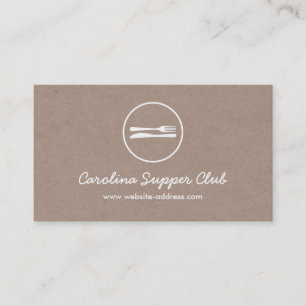 FORK & KNIFE LOGO on Kraft Paper Effect Business Card