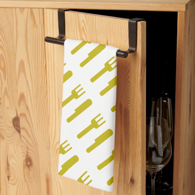 Fork Over Knife Pattern Tea Towel (Thirds Fold)