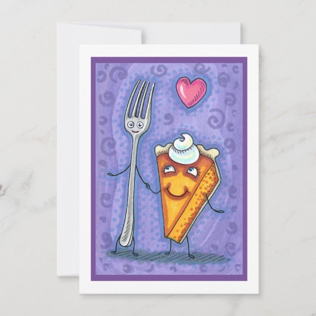 FORK & PUMPKIN PIE, MADE FOR EACH OTHER, ROMANCE CARD (Front)