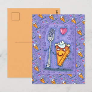 FORK & PUMPKIN PIE, MADE FOR EACH OTHER, ROMANCE POSTCARD
